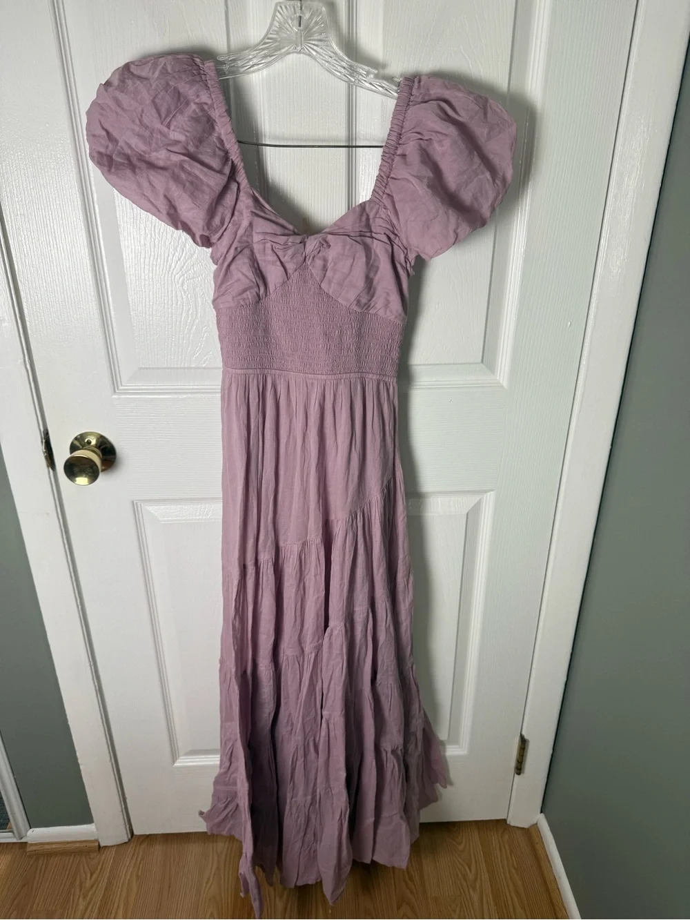 Free People Sundrenched Short Sleeve Maxi Dress in Dawn Pink XS